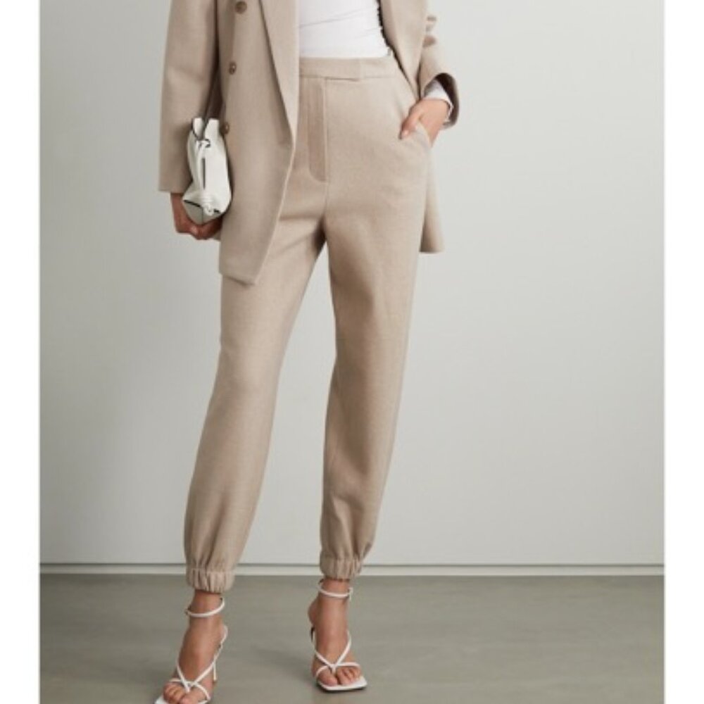 The Frankie Shop Samara wool-blend felt tapered track pants